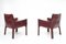 Set of Oxblood Red Leather Cab 414 Armchairs by Mario Bellini for Cassina, 1980s, Image 2