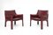 Set of Oxblood Red Leather Cab 414 Armchairs by Mario Bellini for Cassina, 1980s, Image 1