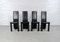 Vintage Cidue Esszimmerstühle aus schwarzem Sattelleder mit hoher Rückenlehne. Italien, 1970er, 4er Set 2