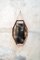 Achteckiger Wandspiegel aus Holz & Leder, 1950er 1