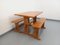 Mesa y bancos vintage de abeto, años 60. Juego de 3, Imagen 18