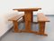 Vintage Fir Table & Benches, 1960s, Set of 3, Image 8