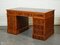 Vintage Yew Twin Pedestal Desk with Burgundy Leather Top, Image 5