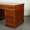 Vintage Yew Twin Pedestal Desk with Burgundy Leather Top, Image 6