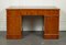 Vintage Yew Twin Pedestal Desk with Burgundy Leather Top, Image 16