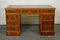 Vintage Yew Twin Pedestal Desk with Burgundy Leather Top, Image 4