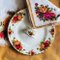 Vintage Bone China Country Roses Napkin Rings and Linen Napkin Set from Royal Albert, Set of 6 1