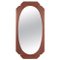 Mid-Century Oval Wall Mirror with Geometric Wooden Frame, Italy, 1960s 1