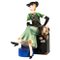 Lady with Pekingese Sitting on a Suitcase by Dakon for Goldscheider, Vienna. 1936 1