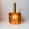 Vintage Hexogonal Amber Glass Pendant Lamp by Carl Fagerlund for Orrefors, 1960s 7