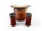 French Bar with Stools in Rosewood, 1940s, Set of 3 13