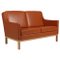 2-Sitzer Sofa aus cognacfarbenem Leder & Eiche von Erik Wørts für FDB, Denmark 1