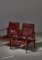 Set of Safari Lounge Chairs in Red Leather and Ash attributed to Kaare Klint for Rud. Rasmussen, 1950s 3