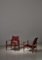 Set of Safari Lounge Chairs in Red Leather and Ash attributed to Kaare Klint for Rud. Rasmussen, 1950s 2