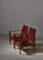 Set of Safari Lounge Chairs in Red Leather and Ash attributed to Kaare Klint for Rud. Rasmussen, 1950s 4