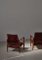 Set of Safari Lounge Chairs in Red Leather and Ash attributed to Kaare Klint for Rud. Rasmussen, 1950s 5