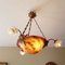 Antique French Chandelier with Satin Ruffled Vianne Lampshades, Image 3