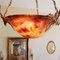 Antique French Chandelier with Satin Ruffled Vianne Lampshades, Image 4