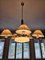 Lampadario Art Déco in radica, acciaio e vetro, anni '30, Immagine 3