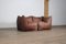 Le Bambole Sofa aus Dunkelbraunem Leder von Mario Bellini für B&B Italia, 1972, 2er Set 5