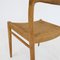 Silla de comedor Papercord modelo 75 de roble de Niels Möller para JL Møllers, años 60, Imagen 4