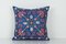 Suzani Royal Blue Seidenkissenbezug mit Stickerei, 2010er 1