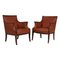 Armchairs with Brandy Aniline Leather by Frits Henningsen, 1940s 1