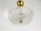 Mid-Century Round Brass & Textured Glass Chandelier attributed to J. T. Kalmar for Kalmar, Austria, 1950s, Image 14