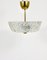 Mid-Century Round Brass & Textured Glass Chandelier attributed to J. T. Kalmar for Kalmar, Austria, 1950s, Image 4