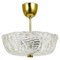 Mid-Century Round Brass & Textured Glass Chandelier attributed to J. T. Kalmar for Kalmar, Austria, 1950s, Image 1