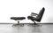 Set of Brown Leather Lounge Chair with Matching Stool by André Vandenbeuck for Strässle, 1960s 1