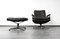 Set of Brown Leather Lounge Chair with Matching Stool by André Vandenbeuck for Strässle, 1960s 2