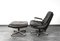 Set of Brown Leather Lounge Chair with Matching Stool by André Vandenbeuck for Strässle, 1960s 3