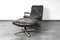 Set of Brown Leather Lounge Chair with Matching Stool by André Vandenbeuck for Strässle, 1960s 5