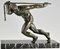 Maurice Guiraud Riviere, Escultura Art Déco de atleta masculino desnudo con cuerda, 1930, bronce y mármol, Imagen 3