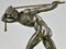 Maurice Guiraud Riviere, Escultura Art Déco de atleta masculino desnudo con cuerda, 1930, bronce y mármol, Imagen 5