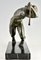 Maurice Guiraud Riviere, Escultura Art Déco de atleta masculino desnudo con cuerda, 1930, bronce y mármol, Imagen 8