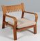 Sillón modelo 671 de roble, tela Coda 2 y cuerda de algodón atribuido a Hans J. Wegner para Getama, años 70, Imagen 6