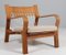 Sillón modelo 671 de roble, tela Coda 2 y cuerda de algodón atribuido a Hans J. Wegner para Getama, años 70, Imagen 5