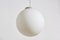 Lampada a sospensione sferica in vetro opalino bianco di Limburg, anni '50, Immagine 2