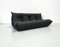 French Togo 3-Seater Sofa in Matt Black Leather by Michel Ducaroy for Ligne Roset 3