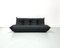 French Togo 3-Seater Sofa in Matt Black Leather by Michel Ducaroy for Ligne Roset 1