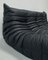 French Togo 3-Seater Sofa in Matt Black Leather by Michel Ducaroy for Ligne Roset 4