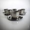 Stainless Steel Cups with Saucers, Guido Bergna, Italy, 1970s, Set of 12 7