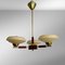 Skandinavischer Mid-Century Kronleuchter aus Messing, Teak & Glas, Schweden, 1940er 3