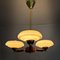 Skandinavischer Mid-Century Kronleuchter aus Messing, Teak & Glas, Schweden, 1940er 2