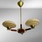 Skandinavischer Mid-Century Kronleuchter aus Messing, Teak & Glas, Schweden, 1940er 4