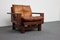 Sillón y otomana Mid-Century de pino y cuero coñac, Francia, años 60. Juego de 2, Imagen 2