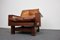 Sillón y otomana Mid-Century de pino y cuero coñac, Francia, años 60. Juego de 2, Imagen 10