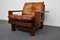 Sillón y otomana Mid-Century de pino y cuero coñac, Francia, años 60. Juego de 2, Imagen 19